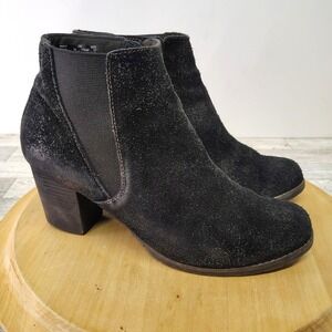 Clarks Black Suede Ankle Boots Block Heel Casual Booties Women Size 11M
